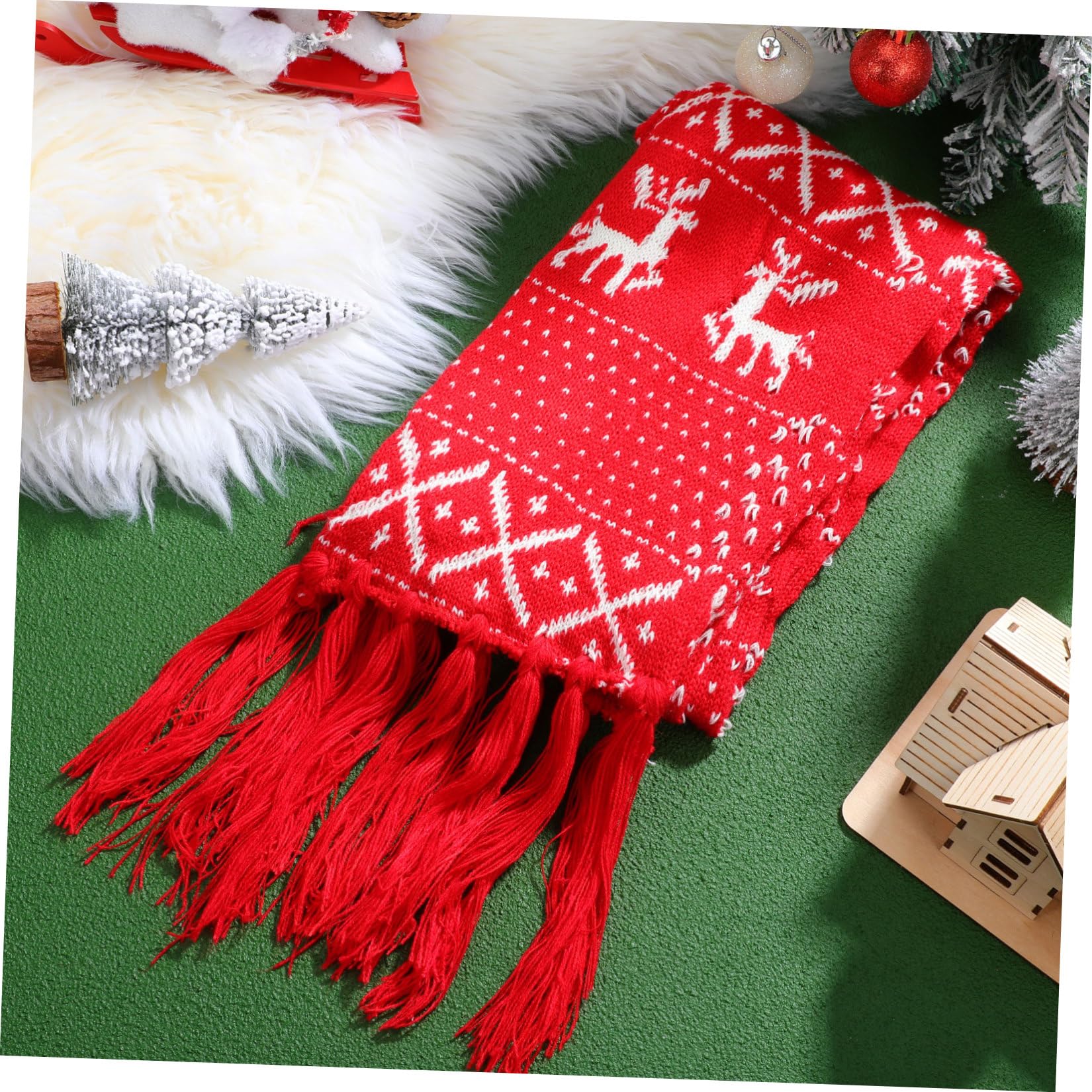 Sciarpa Natalizia in Lana Rossa Motivo Renna per Inverno Freddo, Sciarpona Calda e Elegante per Occasioni Casual e Feste Natalizie