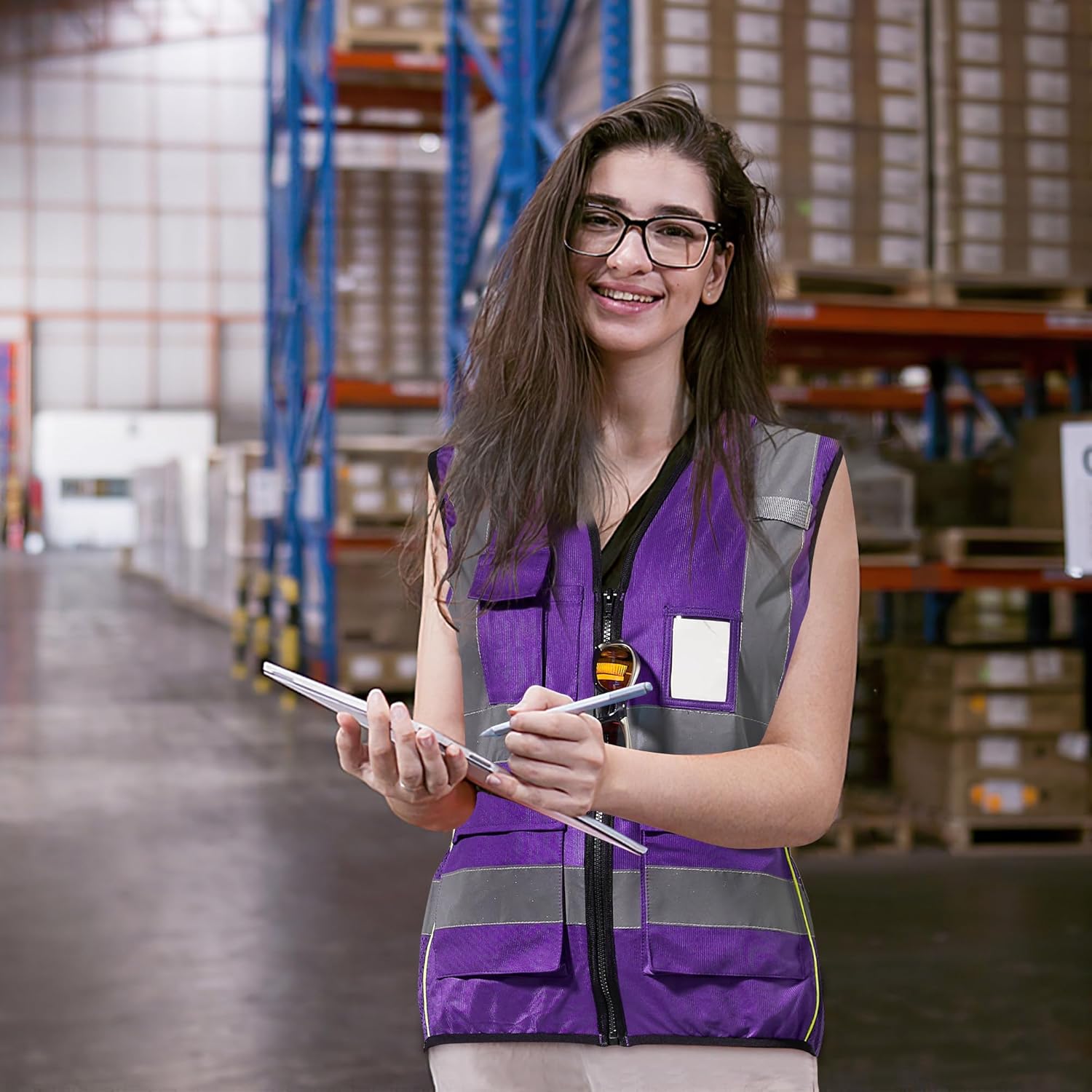 A-SAFETY High Vis Safety Vest for Women - Reflective Strips, Multi-Pockets, Zipper Closure - Image 4