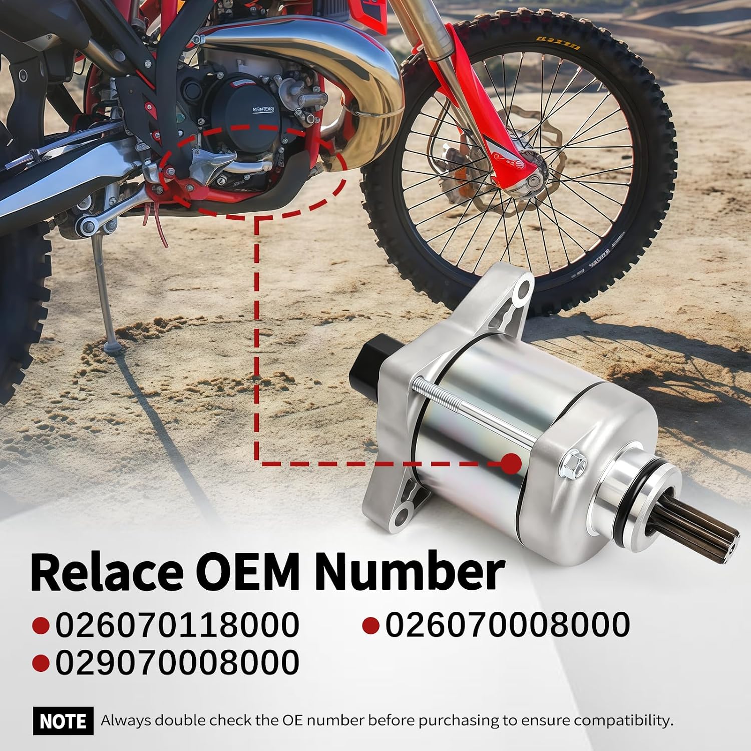 Engine Starter Motor Fit for Beta RR 250 300 Xtrainer 300 250 Factory 300 2T Racing 2013-2024 Electrical Starter Motor Replaces 026070118000 026070008000 029070008000