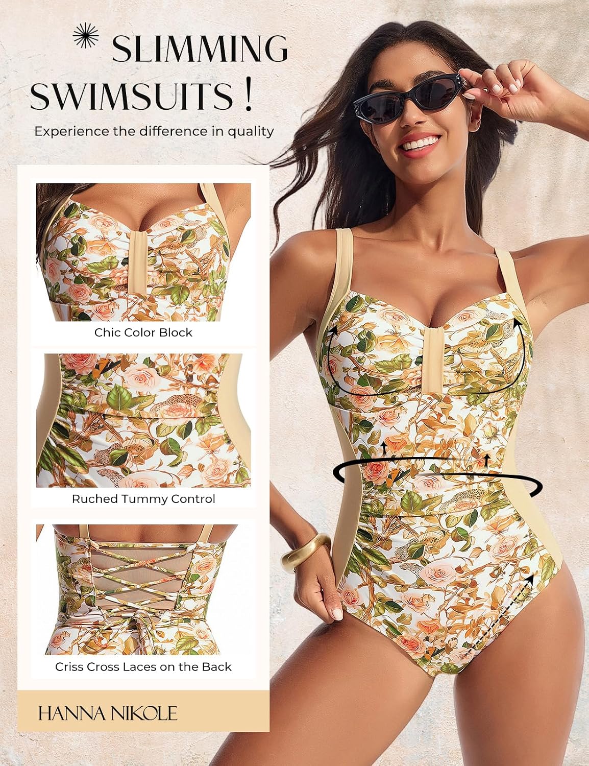 Hanna Nikole Women One Piece Tummy Control Slimming Swimsuits Modest Bathing Suit Ruched Shapewear Swimwear 2026