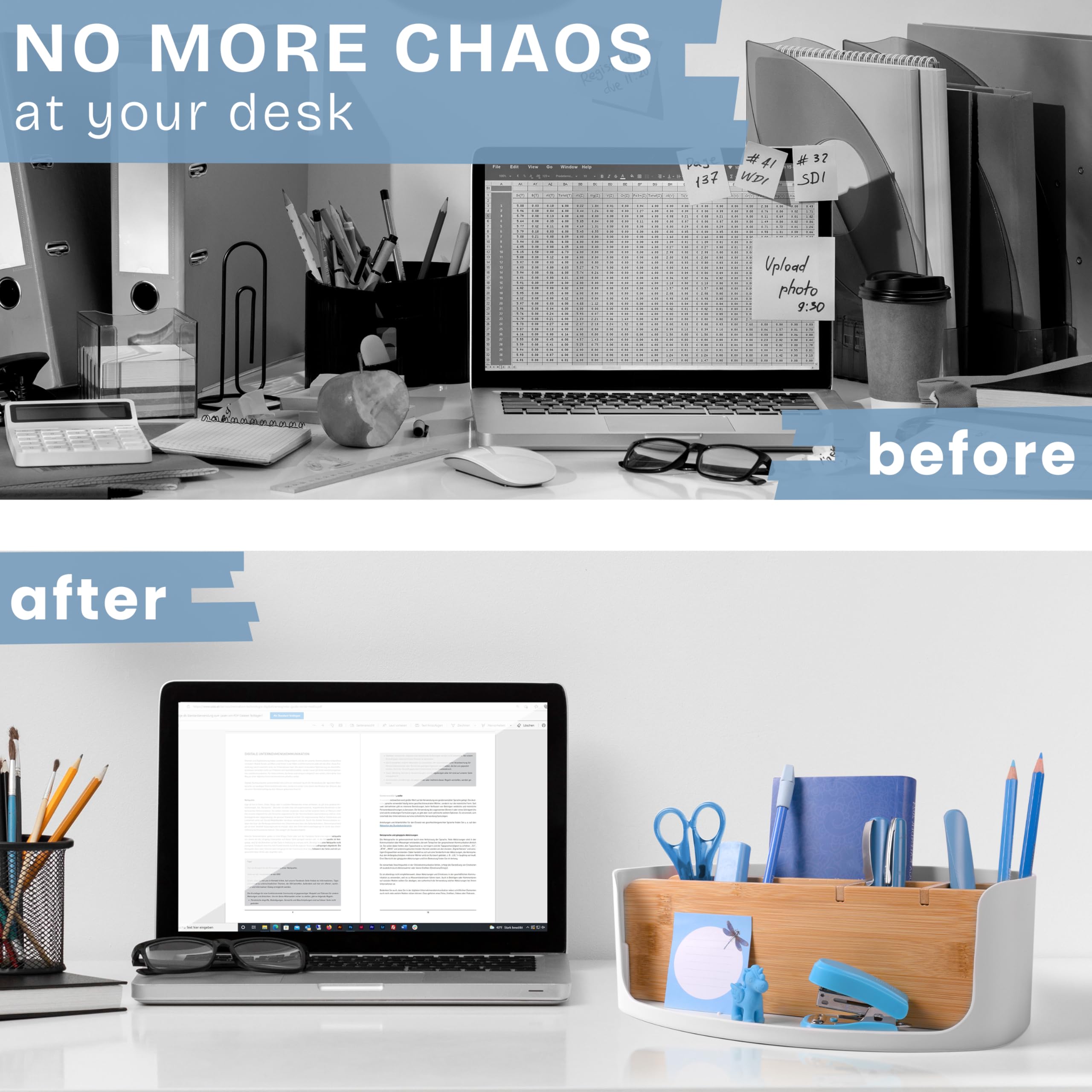 LIVONDO Eco Desk Organiser, table, office, cosmetic organiser, mobile phone & tablet holder, pen holder, stationary organiser - Image 3