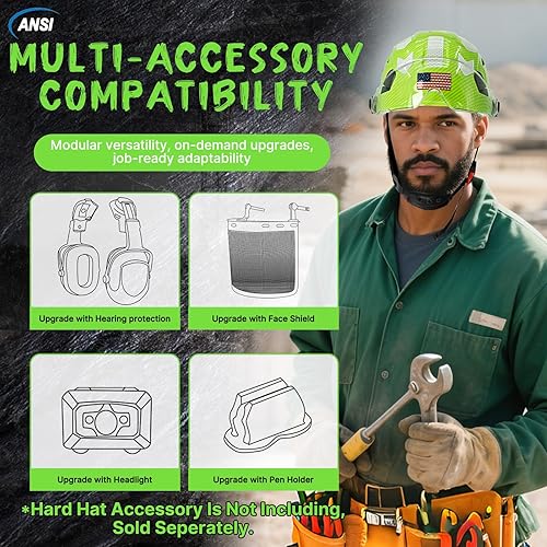 Miniatura 6 de Cascos cascos con patrón de fibra de carbono  Construcción aprobado por la OSHA, ANSI Z89.1 Tipo 1 Clase C Casco de seguridad ajustable ventilado