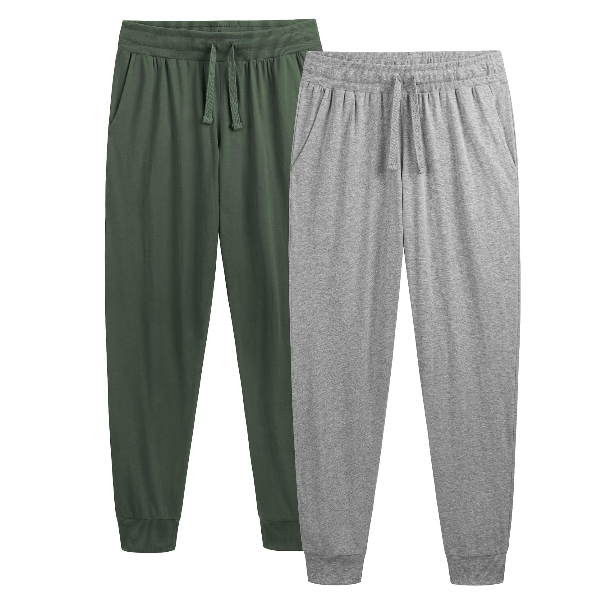 The Essentials Wardrobe 2PK Mens Lounge Pants - Cuffed - Khaki/Grey - XX Large