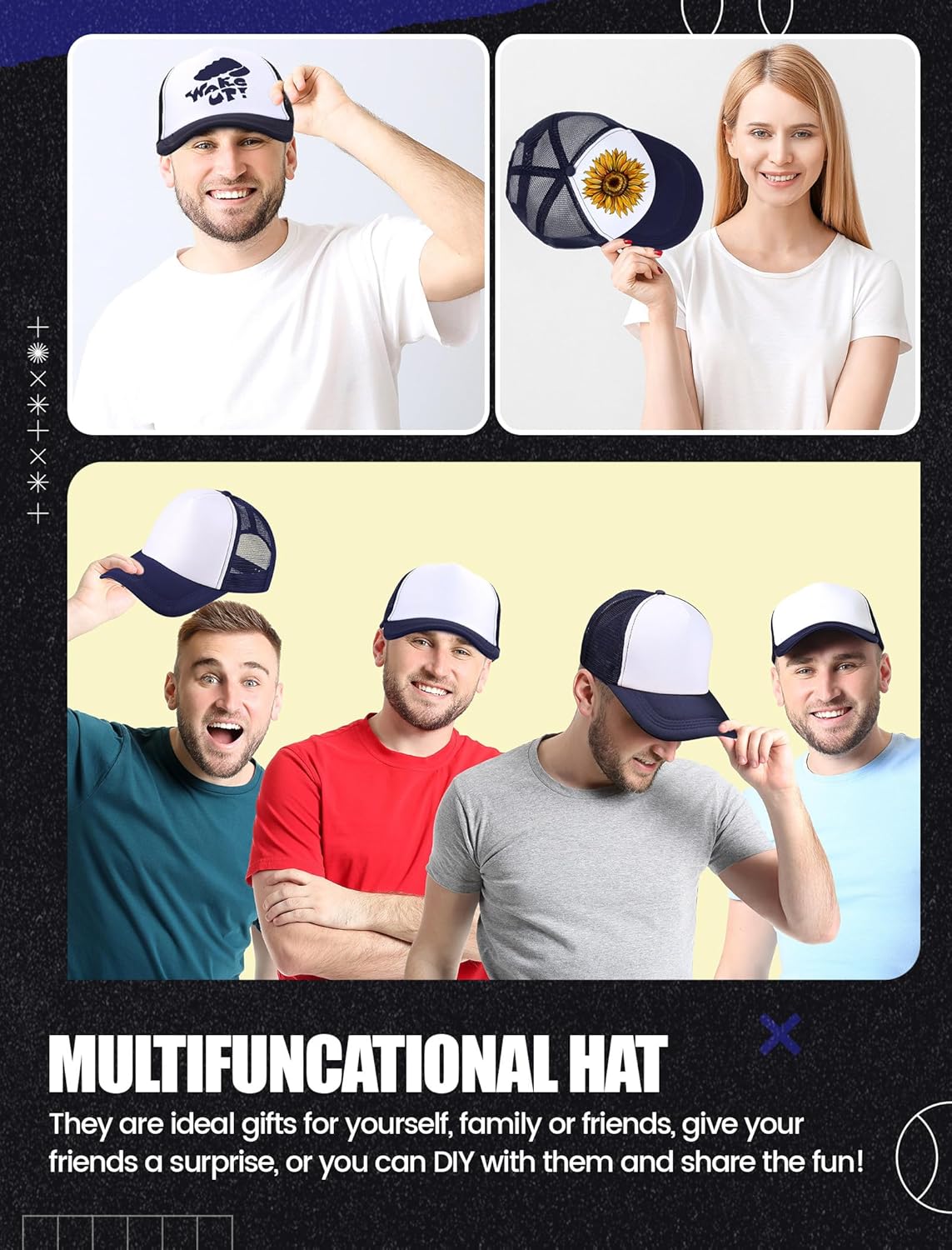 10 Pcs Sublimation Blank Trucker Hats Bulk Mesh Baseball Cap Polyester Mesh Trucker Hat for Men and Women - Image 6