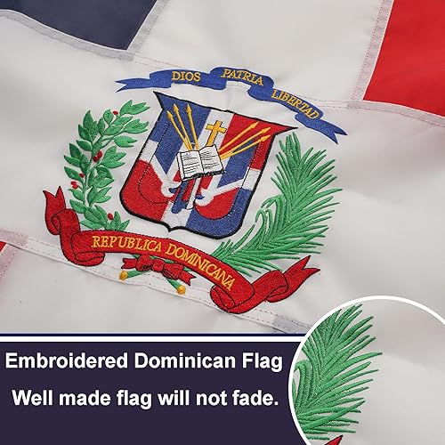 Miniatura 3 de Bradford Bandera dominicana de 5 x 8 pies para exteriores, bordada de República Dominicana para pared, bandera dominicana de doble cara con ojales