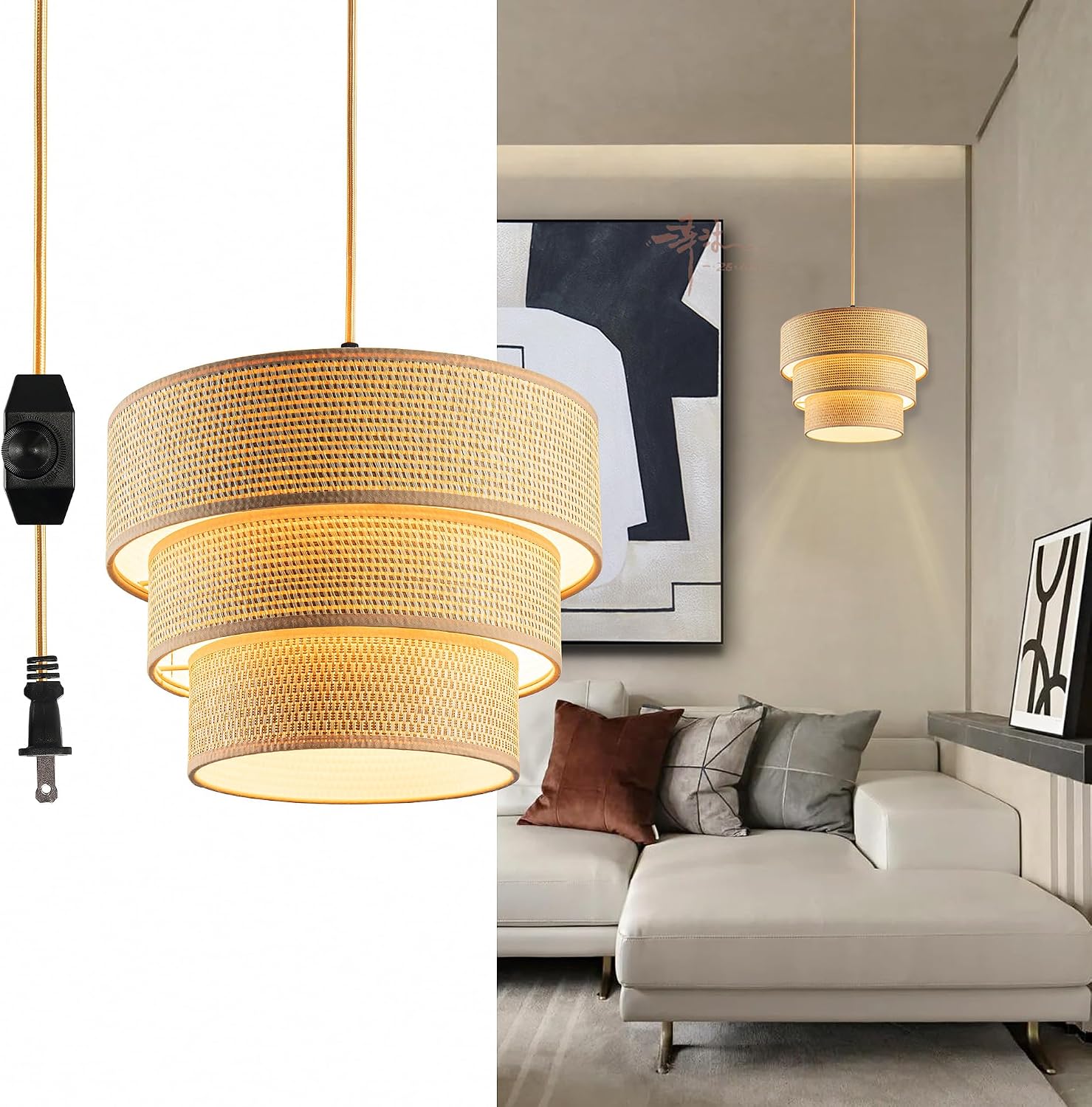CITYMODA Plug in Hanging Light with Plug in Cord Hanging Light Fixtures ...