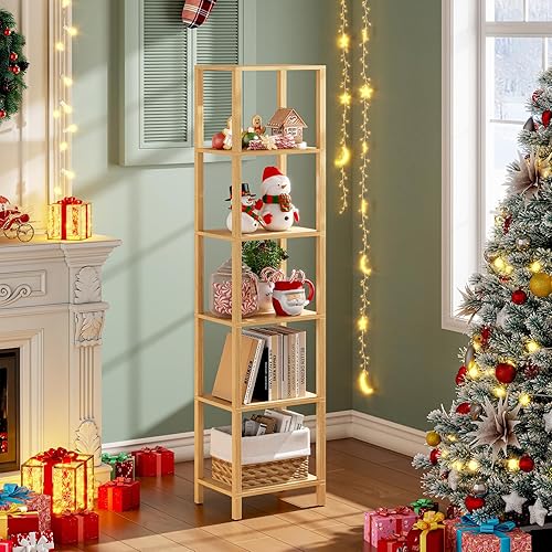 TUTOTAK Estantería para libros de 6 niveles, estantería estrecha para espacios pequeños, estantería apilable de bricolaje, para sala de estar,