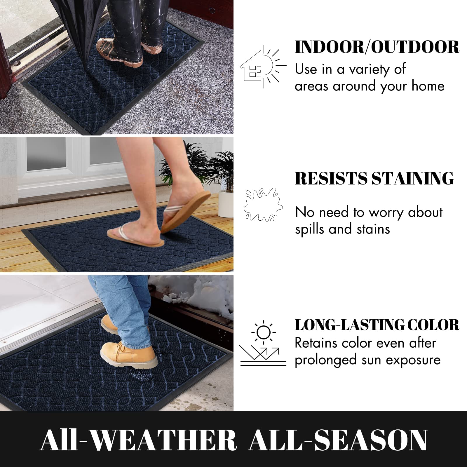Yimobra Outdoor Door Mat, Heavy Duty Water Absorbent Mud Resistant Easy Clean Entry Outdoor Mats,Non Slip Backing - Image 3