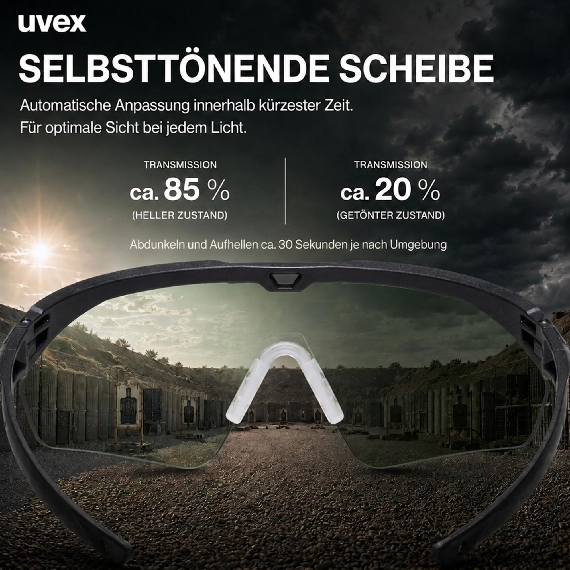 Uvex apache spec variomatic STANAG 2920/4296 Lunettes de protection de qualité supérieure avec étui - Lunettes à armatures spécialement conçues pour les autorités et les applications tactiques