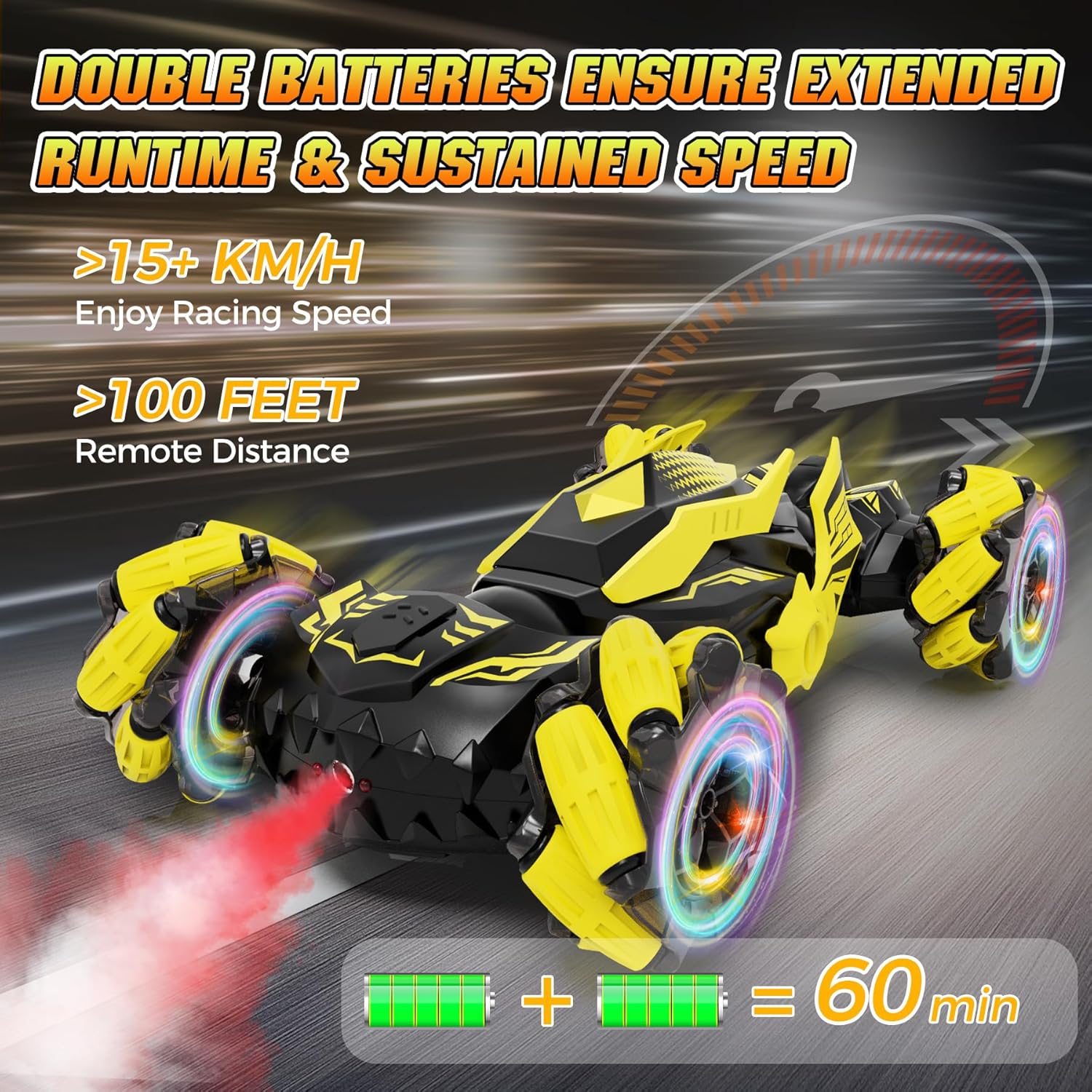 Gesture Sensing RC Stunt Car, 2.4GHz 4WD Remote Control Car Toys for Boys 6-12 Years Old, Hand Controlled Remote Drift Twist 360° Rotation Cars with Lights and Music, Christmas Birthday Gifts for Kids