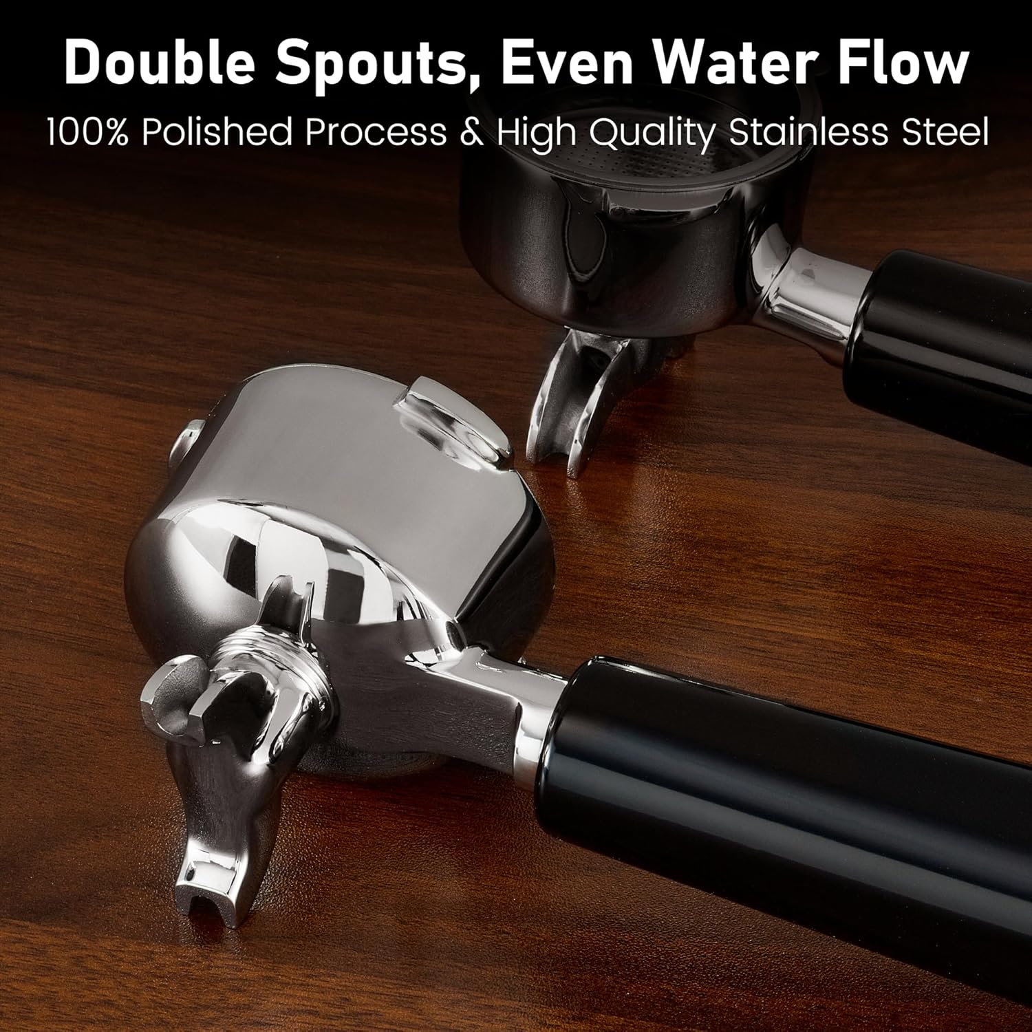 51MM Portafilter Double Spouts 3 Ears, 316 Stainless Steel Espresso with 0.38MM Ultra-Fine Filter Blocks Grounds,Coffee Portafilter with Ergonomic Handle Fits Palm,Fits CASABREWS,De'Longhi