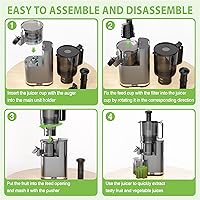 Vista 7 de Cold Press Juicer, 6.5" Extra Large Feed Chute Juicer Machines, 350W Slow Masticating Juicer Machines with High Juice Yield for Whole Vegetables &