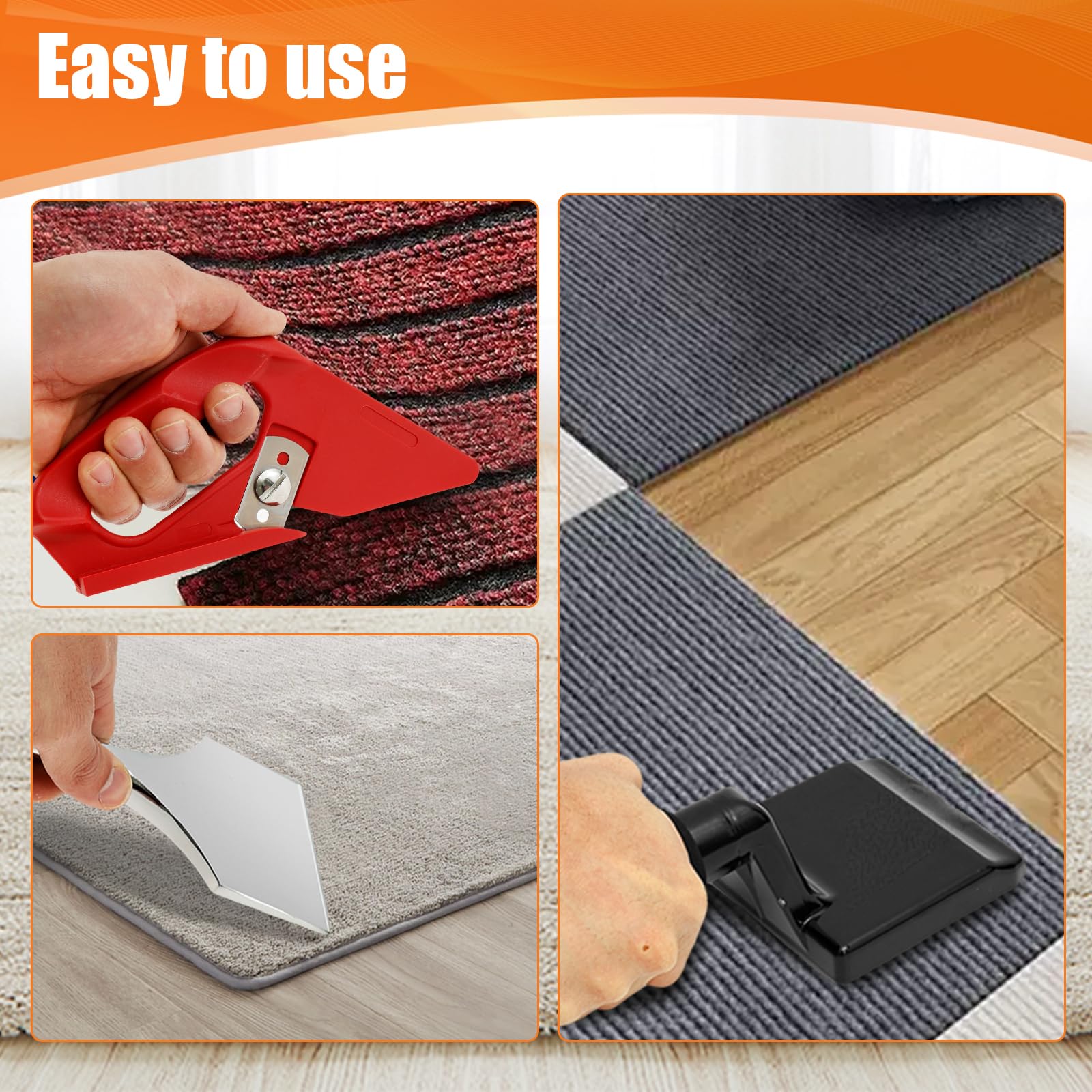 Kit tensor de moqueta ajustable con herramienta de recortador de moqueta + recortadora de moqueta Herramienta de instalación de alfombras esenciales