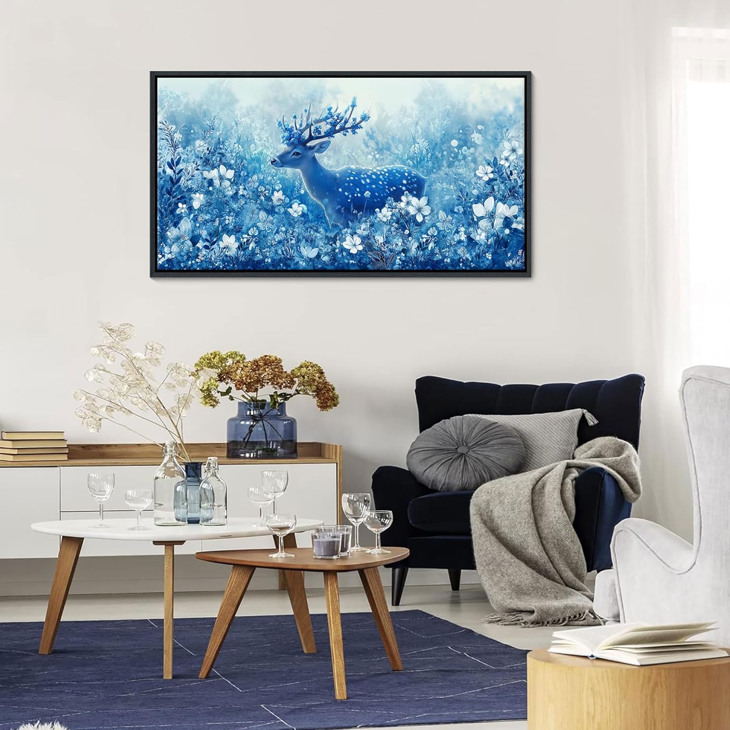 JEAWA Framed Canvas Wall Art - Large Creative Wall Art for Bedroom Living Room Bathroom, Modern Artwork Decor for Home Decoration, Funny Cow Color Graffiti, 29x58 IN