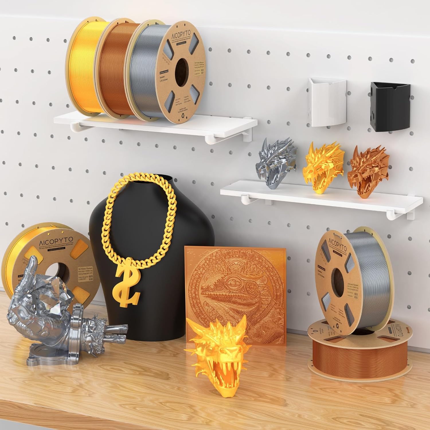 Silver Silk PLA Filament 1.75mm, 3D Printer Silk PLA Filament Clog-Free Shiny 1KG Spool (2.2lbs) Dimensional Accuracy Probability +/- 0.02mm Fits for Most FDM 3D Printers - Silver - Image 6