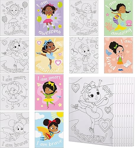 Tatuo 6 lienzos predibujados para pintar de 8 x 10 pulgadas, lienzo estirado y estirado para adultos y niños, para pintar regalos de cumpleaños