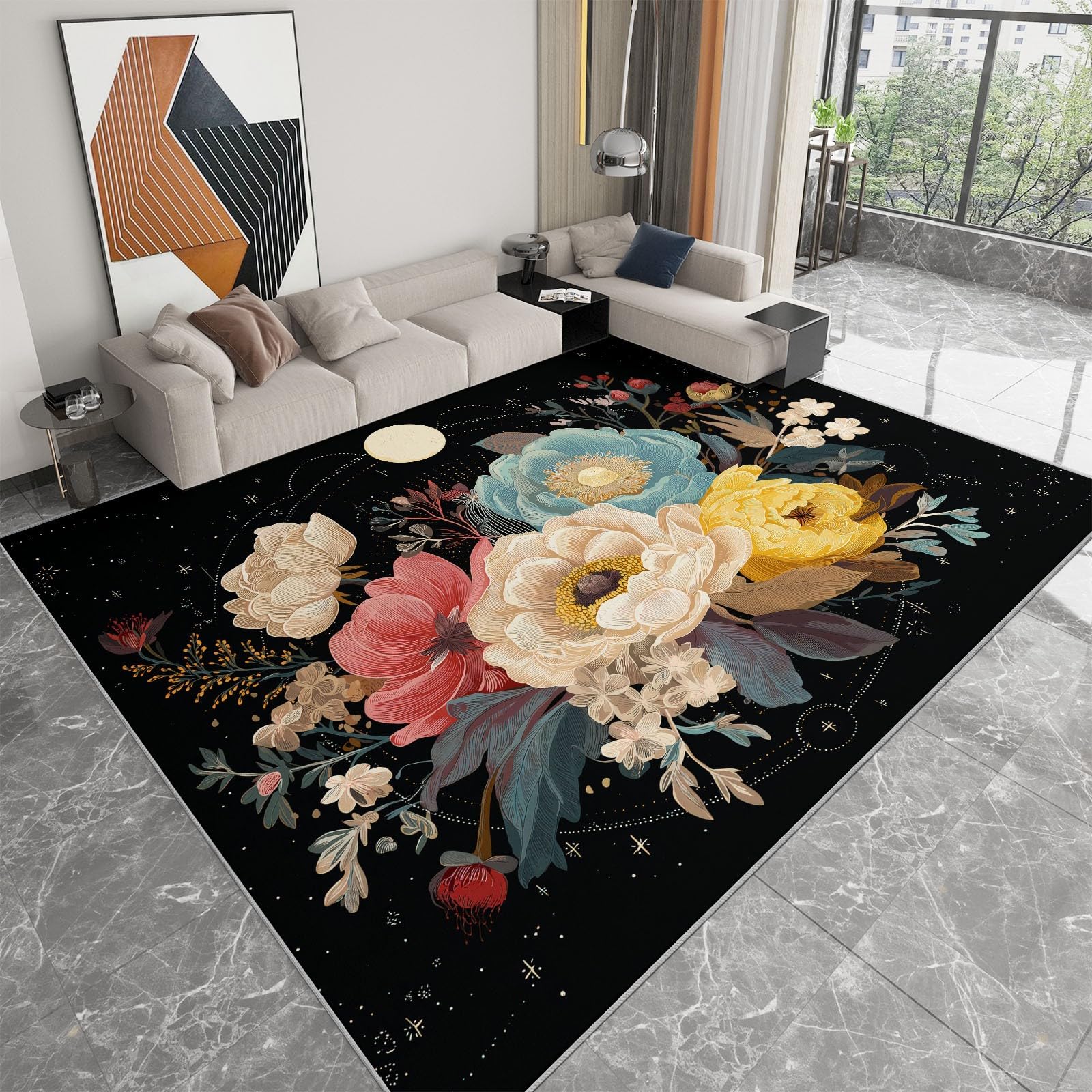 Tapis poils courts doux lune 180x240cm pour un nettoyage facile