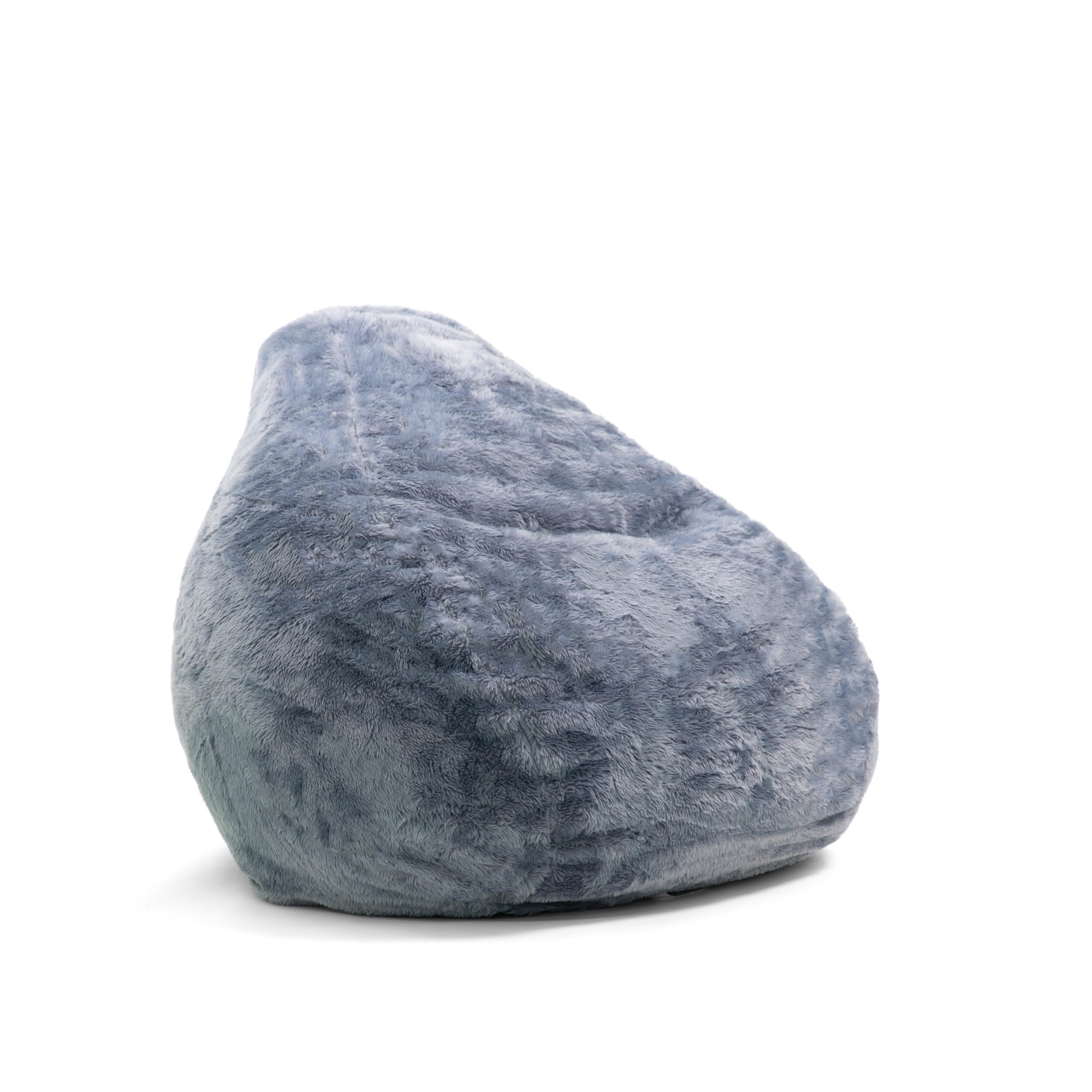 Big Large Teardrop Foam Filled Bean Bag Chair with Removable Cover, Gray Short Shag, 4 feet Big