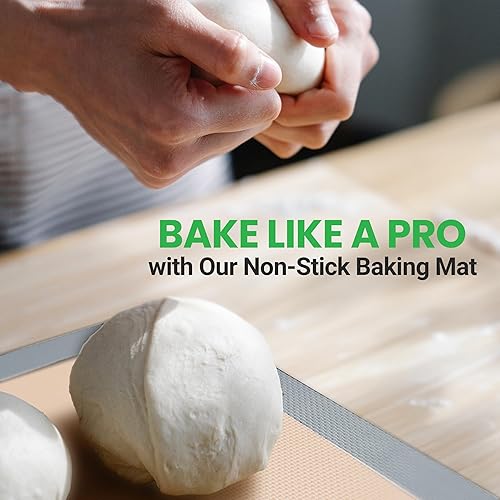 Miniatura 6 de Nutrichef Alfombrillas de silicona para hornear, 2 alfombrillas antiadherentes de silicona de grado alimenticio, perfectas para hornear de 24.4 x