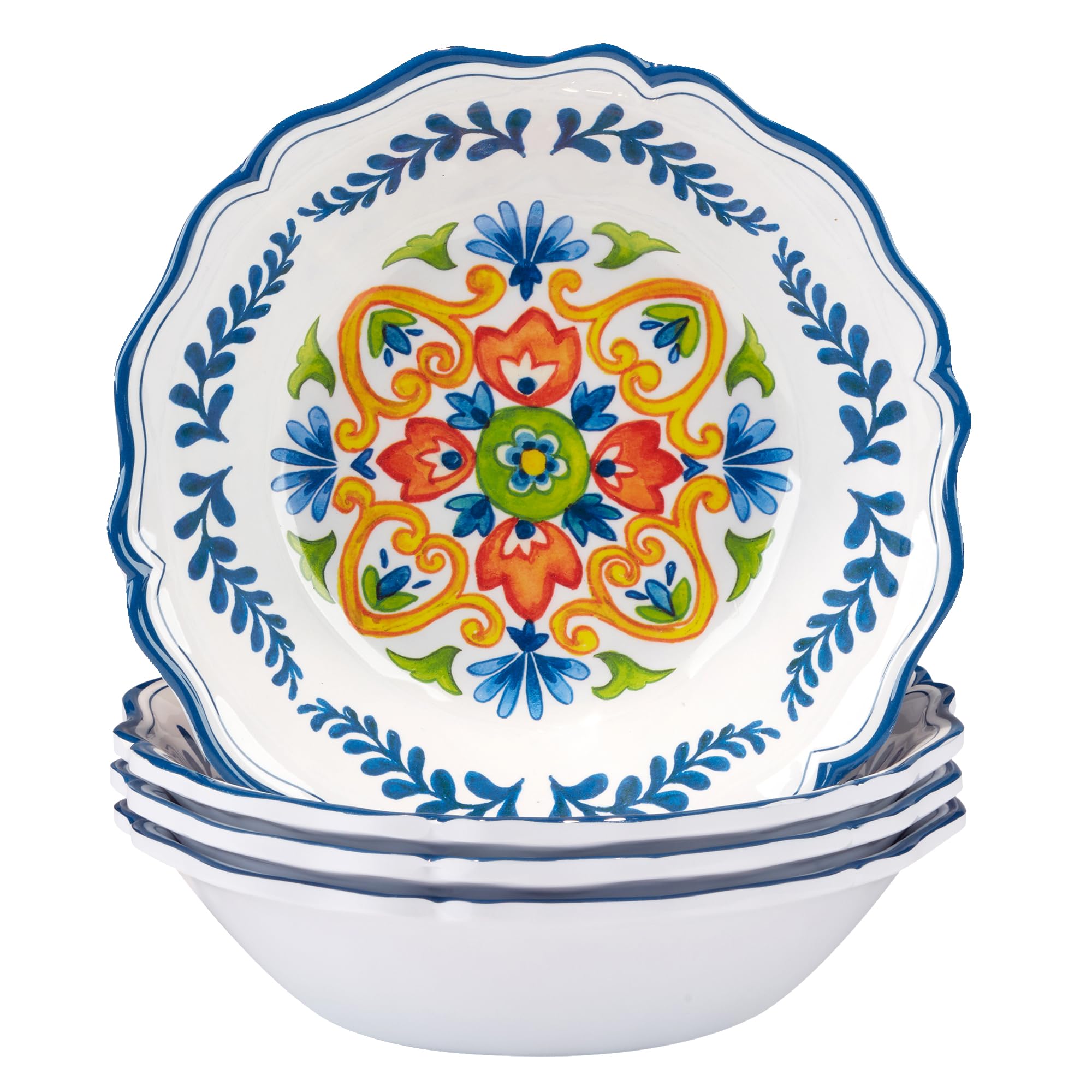 Certified International Flores Melamin-Allzweck-Schüsseln, 21,6 cm, mehrfarbig, 4 Stück