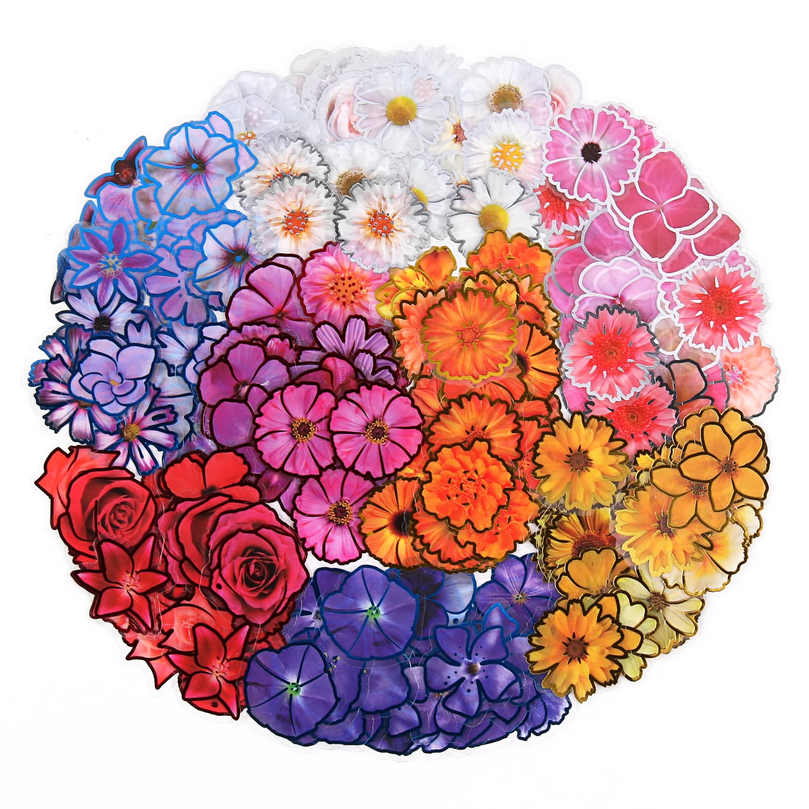 RISYPISY 240Piezas Pegatinas Scrapbooking Pétalos Bronceadores, Pegatinas Bullet Journal Flores Vintage para Manualidades de Resina, Calendario, Marcadores