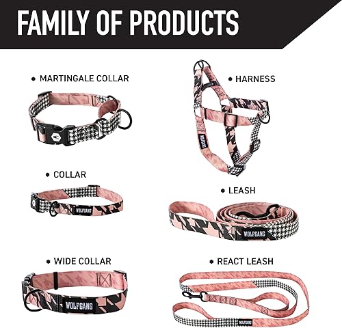 Miniatura 5 de Wolfgang - Arnés de alta calidad sin tirones para perros pequeños, medianos y grandes, fabricado en Estados Unidos, estampado rosa de perros,
