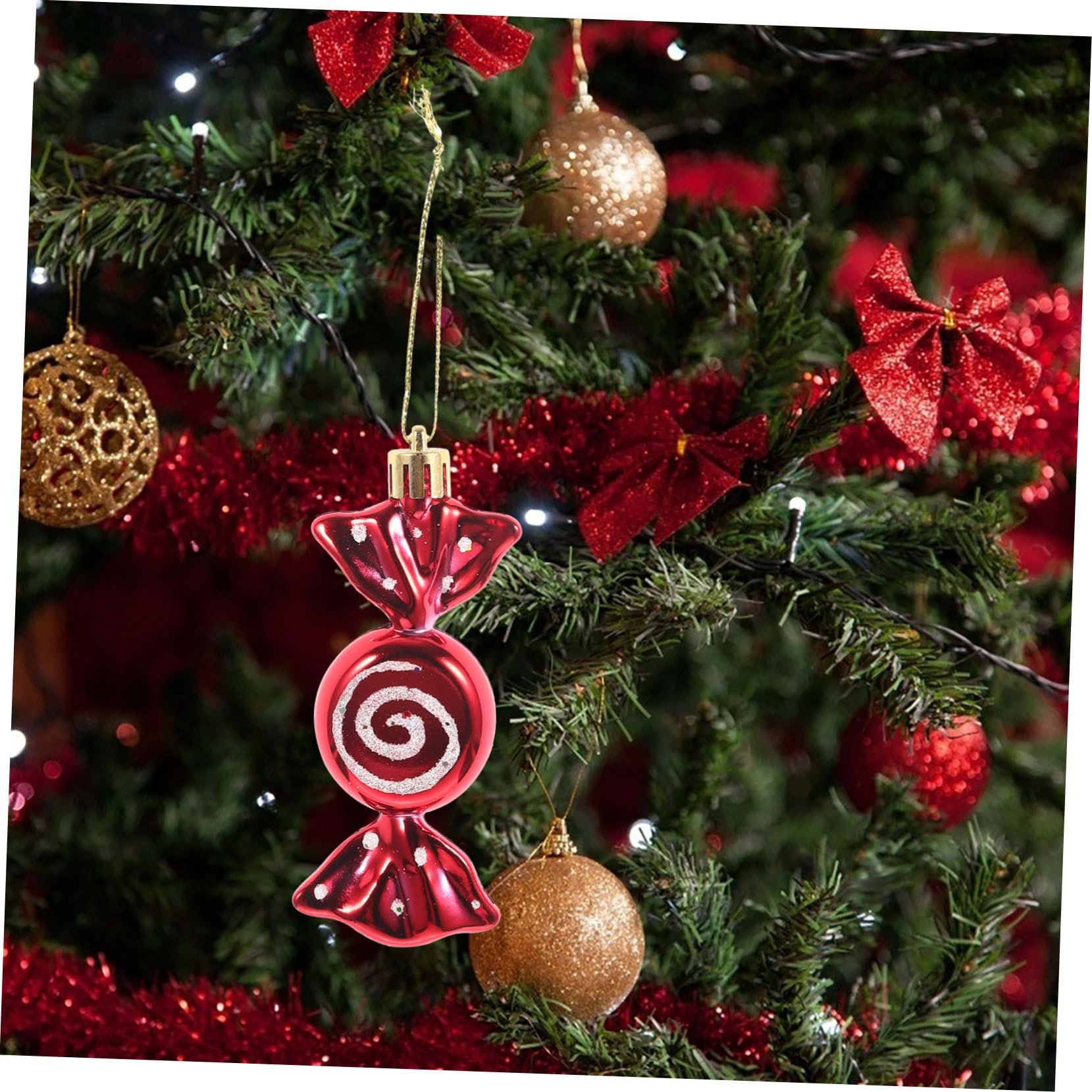 PRETYZOOM 30 Piezas Colgante de de Navidad Adornos de árbol de árbol de Navidad Dulces Colgando Colgantes navideños Christmas Tree Decorations Decoraciones navideñas Rojo