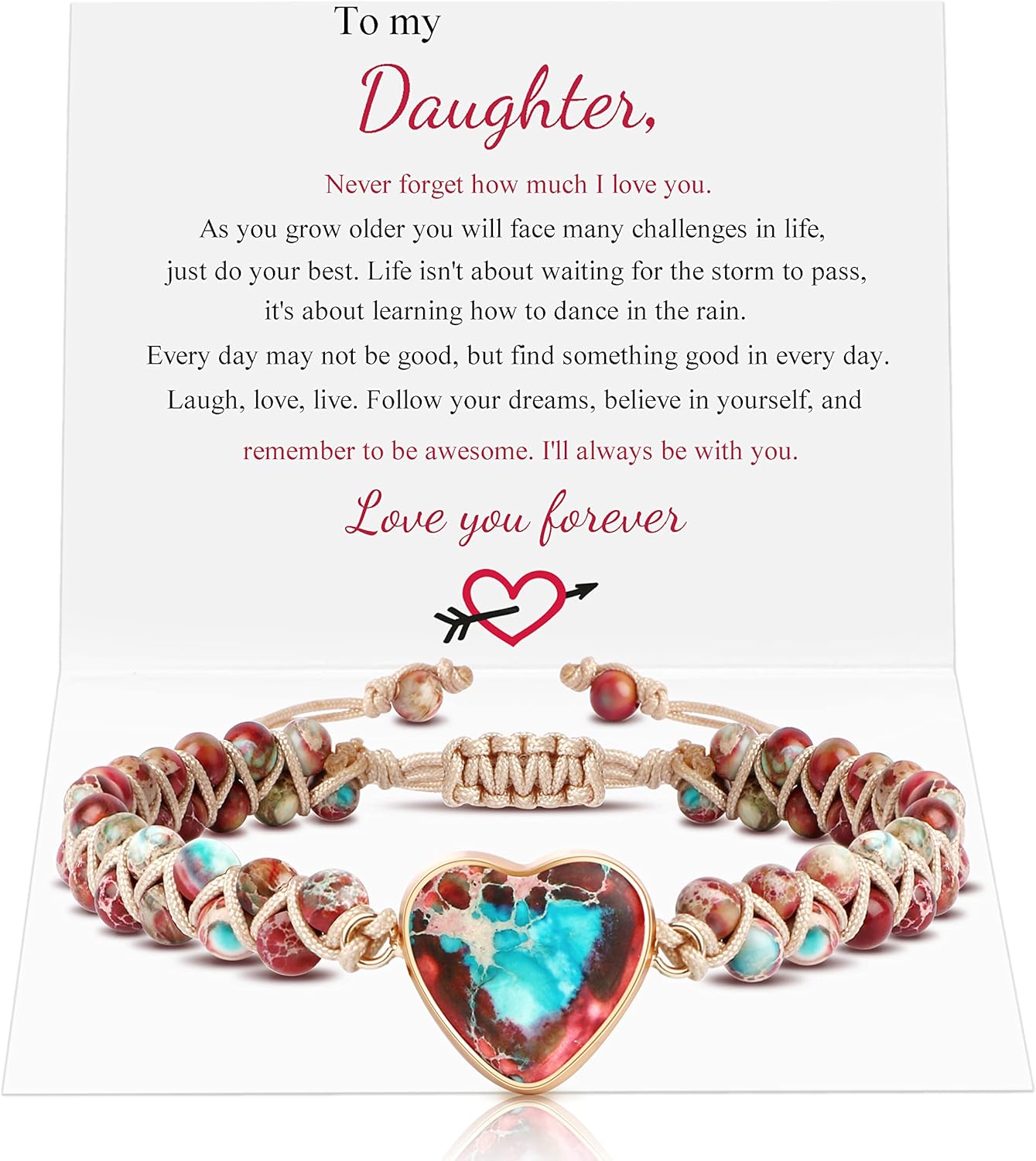 MOOGEEN Handmade Beaded Bracelets for Women Gifts for Granddaughter Daughter Mom Best Friend Bestie Sister Jasper Heart Bracelets Boho Natural Stone Colorful Beads Wrap Bracelet Turquoises Jewelry