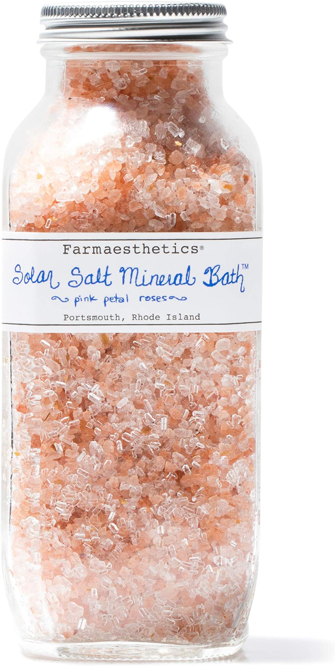FarmaestheticsPink Petal Roses Solar Salt Mineral Bath (16 oz) | Ethically Sourced Sustainable Beauty | Clean, All Natural, Small Batch Skincare