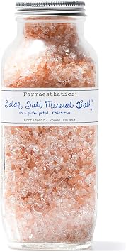 Farmaesthetics Pink Petal Roses Solar Salt Mineral Bath 16 oz | Ethically Sourced Sustainable Beauty | Clean, All Natural, Small Batch Skincare