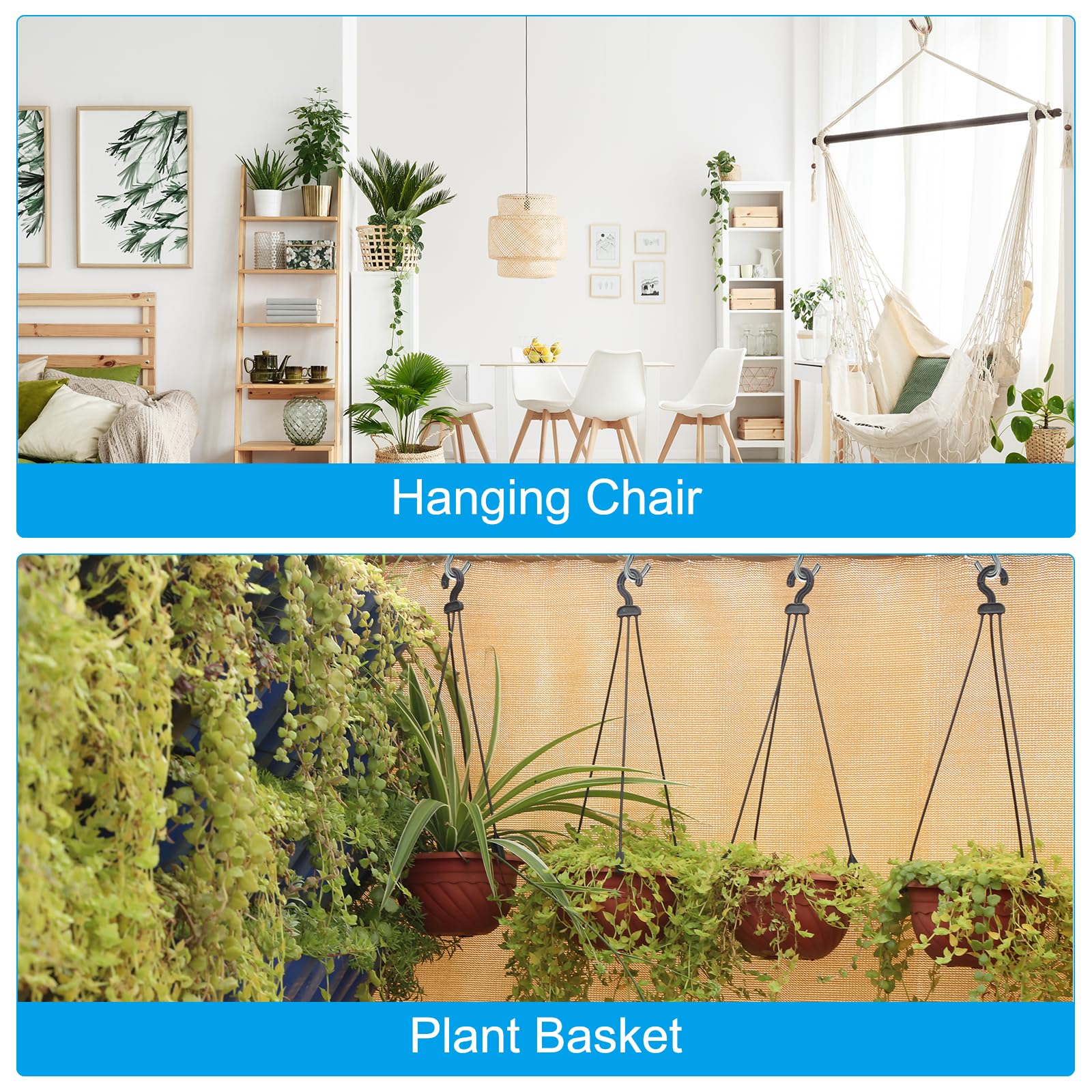 PATIKIL Steel Ceiling Hooks 2 Pack - 264 Lbs Capacity, 115 Mm, For Hanging Lamps, Plants, Fans, Baskets - View #4
