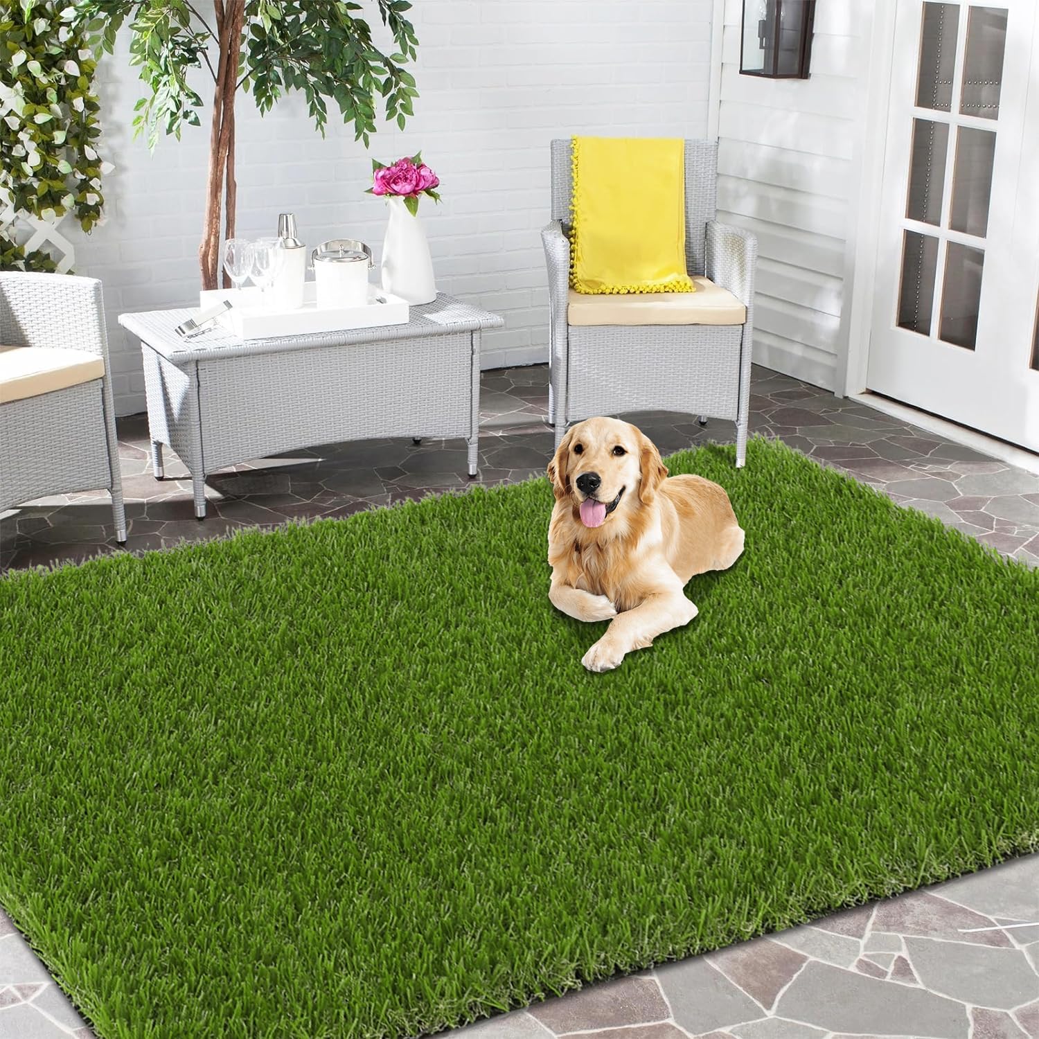 HEBE Artificial Turf Area Rug Grass Mat 3x5 Ft 1.18" High Pile Fake Grass Turf Rug Indoor Outdoor Rug Carpet Grass Rugs for Patios Dog Pets Lawn Landscape Dog Potty Training Rug Pee Pads