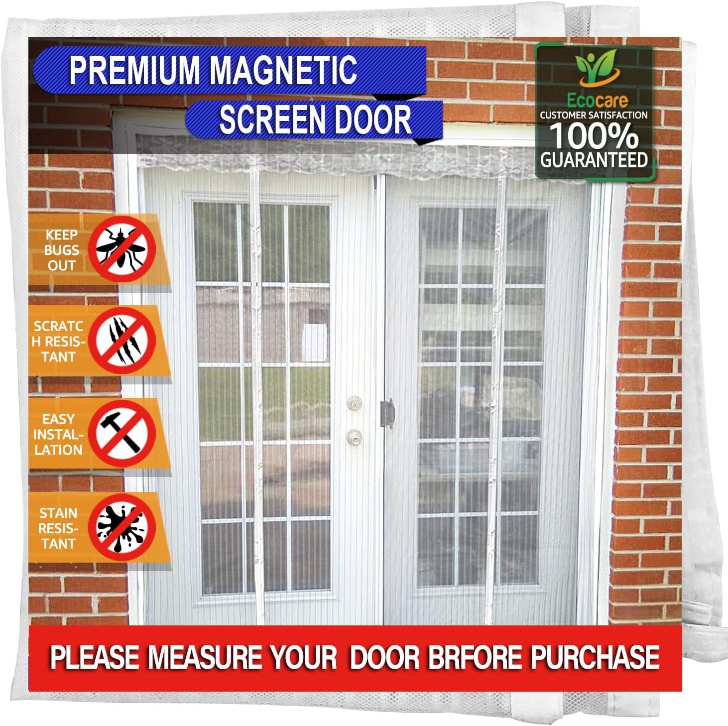 TheFitLife Double Door Screen Mesh Curtain with Full Frame
