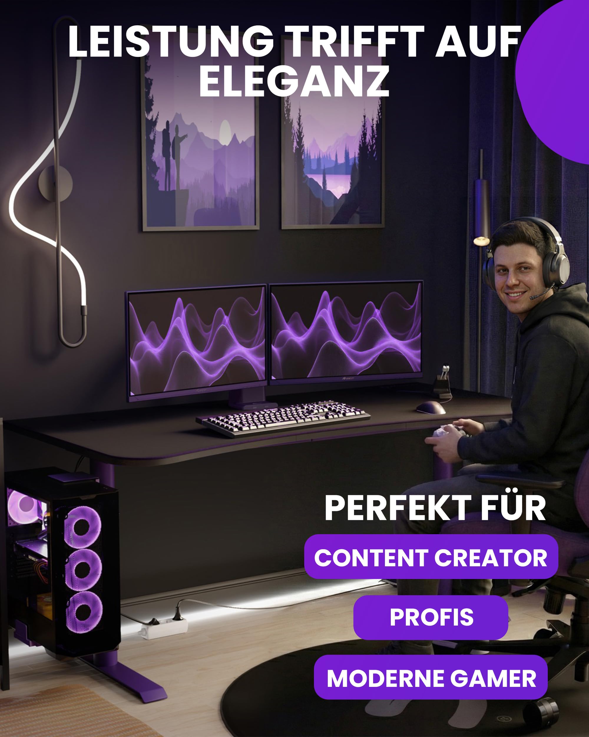 Arozzi PC-Halterung: Untertisch-Computer-Tower-Halter, höhen- & breitenverstellbare CPU-Halterung, Schwerlast-Stahl, 360° drehbar, trägt bis zu 30 kg, platzsparendes Schreibtisch-Setup - Schwarz