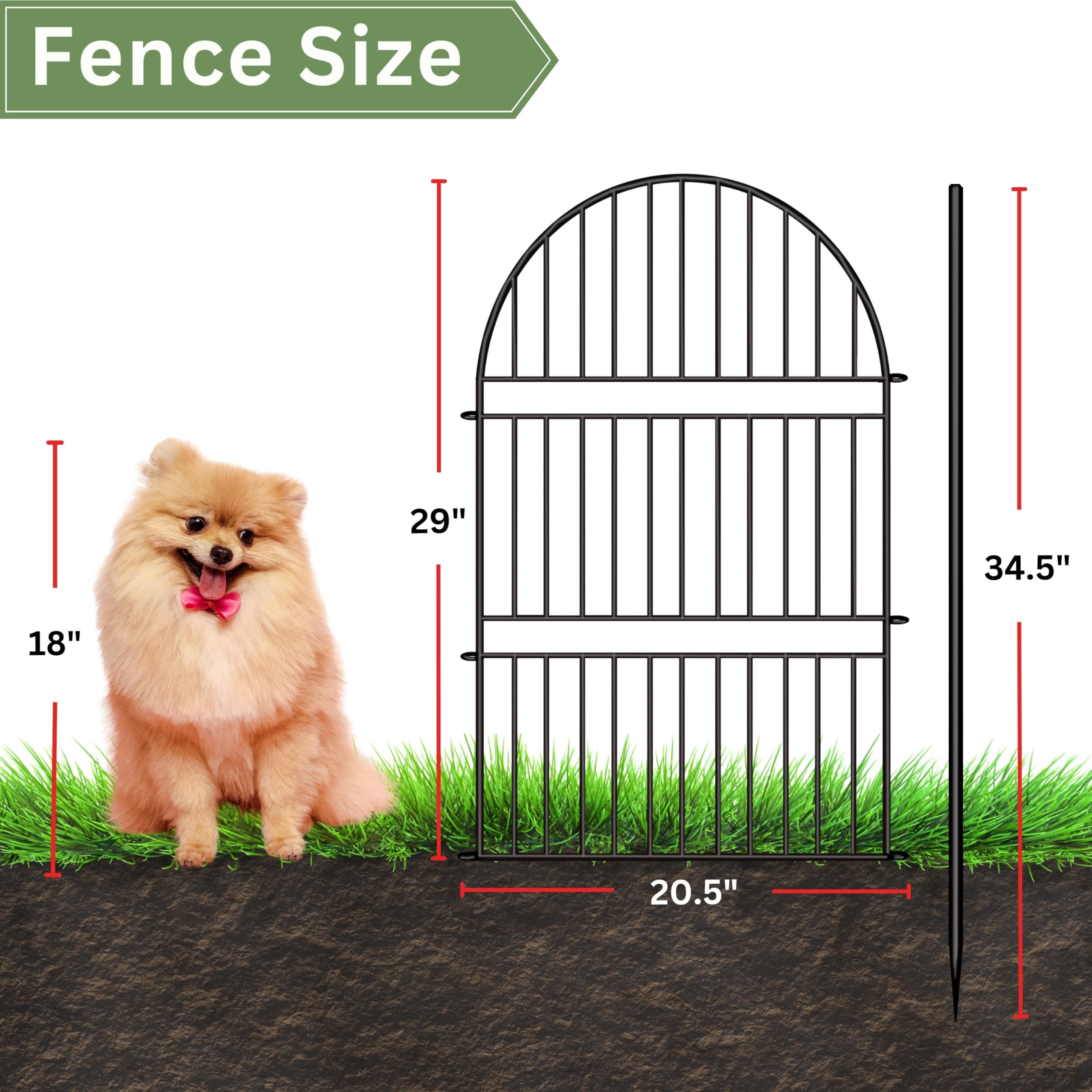 ShopLaLa Recinzioni decorative da giardino per esterni (6 pannelli), 45,7 x 76,2 cm (lunghezza x altezza), barriera per animali con paletti, antiruggine, bordo in filo metallico nero, per cani di