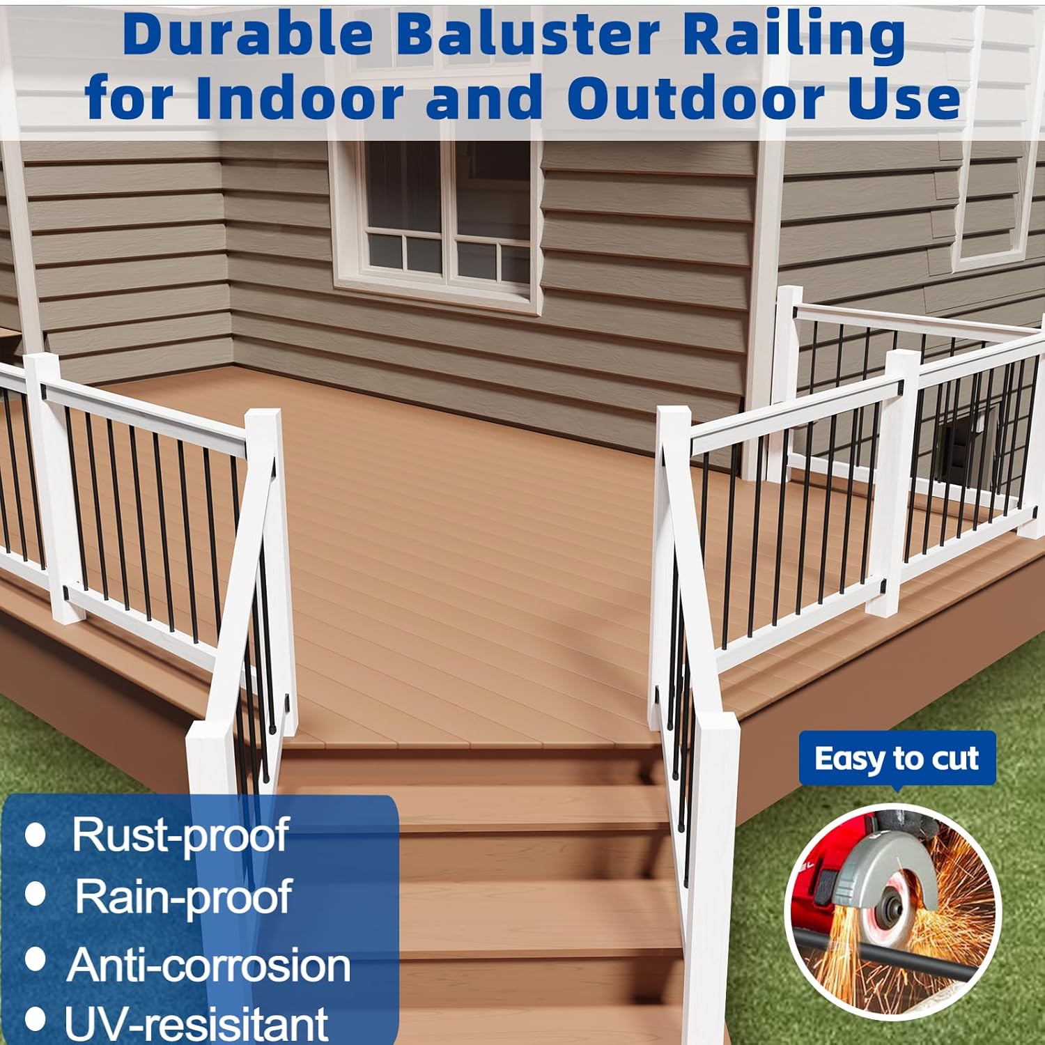 10Pack Aluminum Post Caps for 4x4 Wood Posts, Steel DN Mate 25 Pack 32 Inch Aluminum Deck Balusters