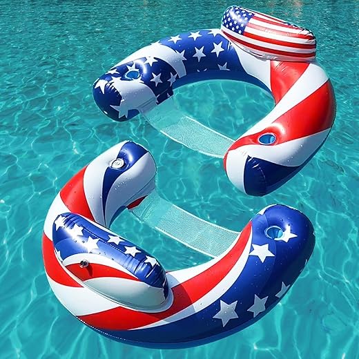 2 Pack Pool Floats Chair, Inflatable Pool Lounger Floats Adult Size with Cup Holder, Floating Lake Raft Swimming Pool Toys Party Floaties for Pool Summer Beach Outdoor