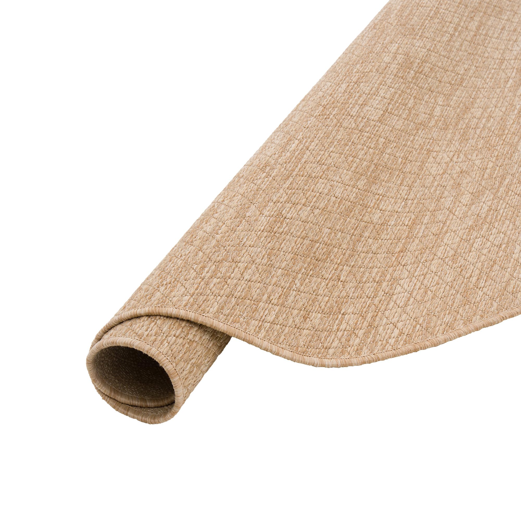 Snapstyle Porto Beige Karo Rund – Balkon- & Terrassenteppich Outdoor