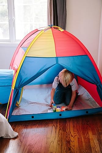 Vista 10 de Pacific Play Tents 20414 Tienda Domo Hide-Me para Niños y Combo de Túnel de Gateo para Juego Interior/Exterior Rojo/Amarillo/Azul Grande