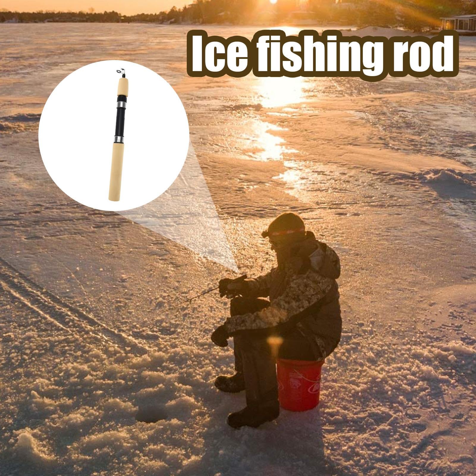 Caña y carrete para pescar en hielo,Caña de pescar en hielo,Caña de pescar telescópica - Caña de pescar de bolsillo de viaje, combos de pesca en hielo, caña de pescar de invierno para agua dulce salad