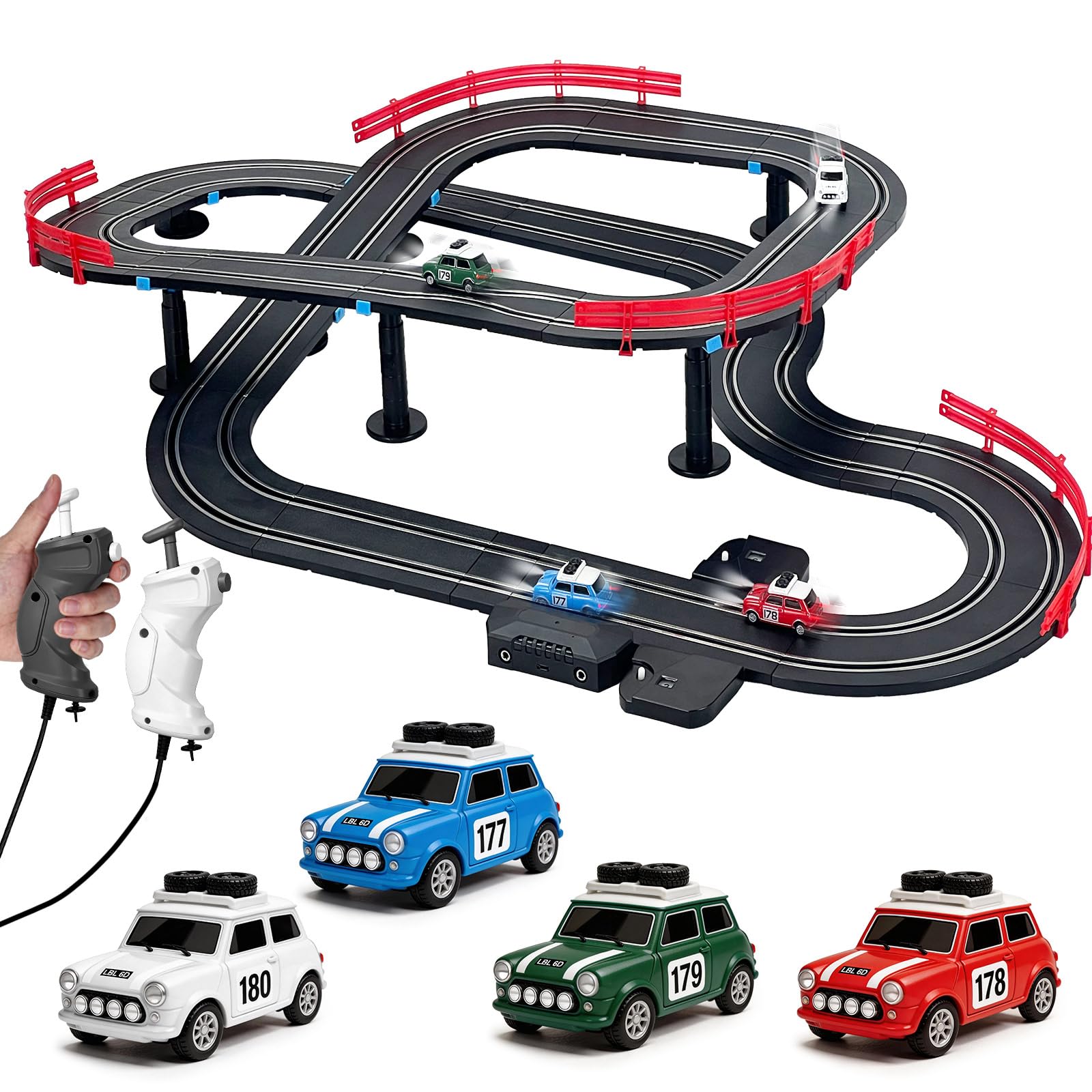 Rennbahn Spielzeug, Elektrischem Auto, Biegsame Leuchtende Schienen - 01 | Flexible Autorennbahn Set, Konstruktion Spielzeug Geburtstag Geschenk für Kinder Jungen Mädchen