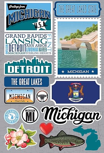 Reminisce Jet Setters 3.0 State Dimensional Stickers-Michigan