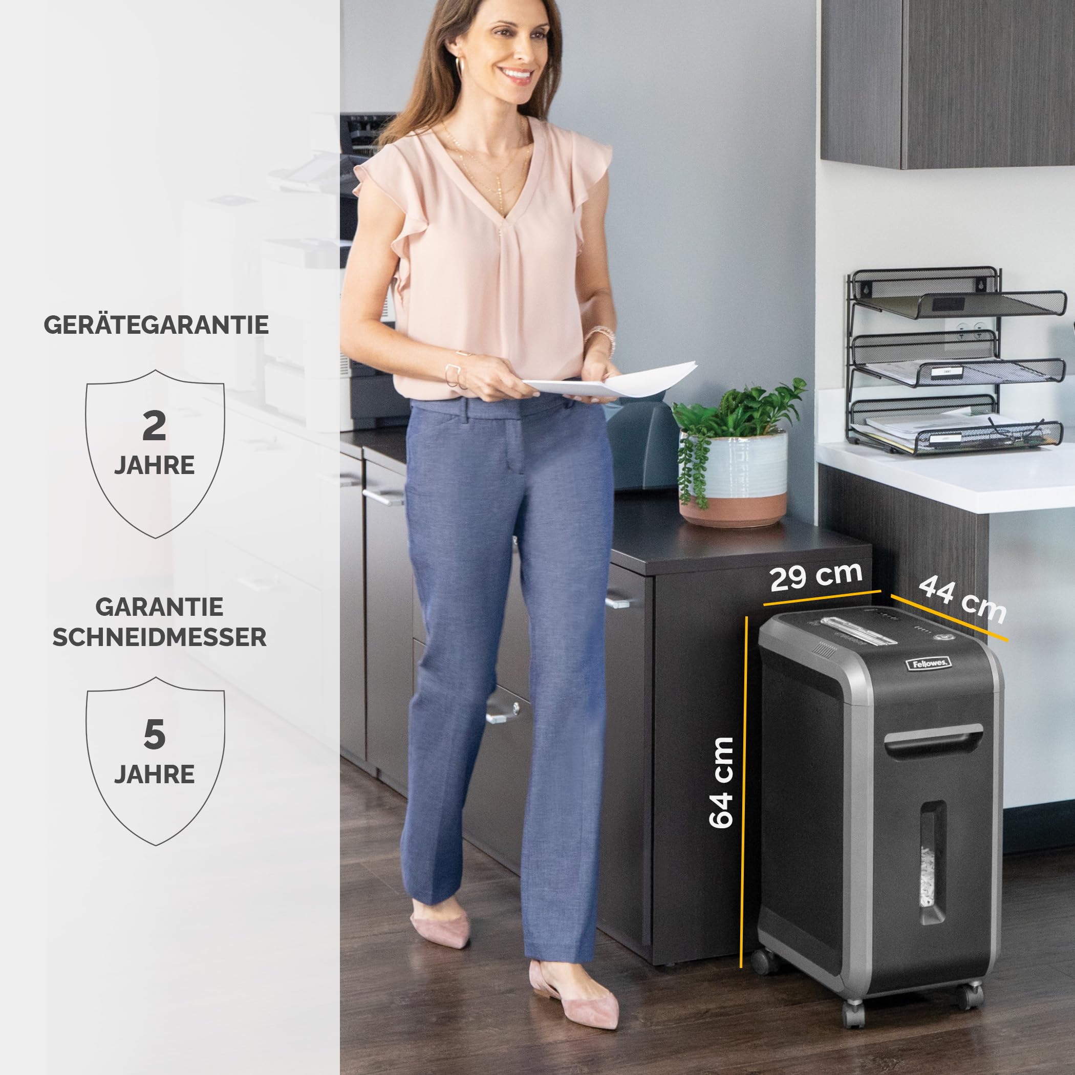 Fellowes 18 Blatt Aktenvernichter, Partikelschnitt (P4) Papierschredder für Büro, Powershred 99Ci, Schredder mit 100% staufrei Technologie, Safesense, Energiesparsystem, 34L Papierkorb, CD Schredder