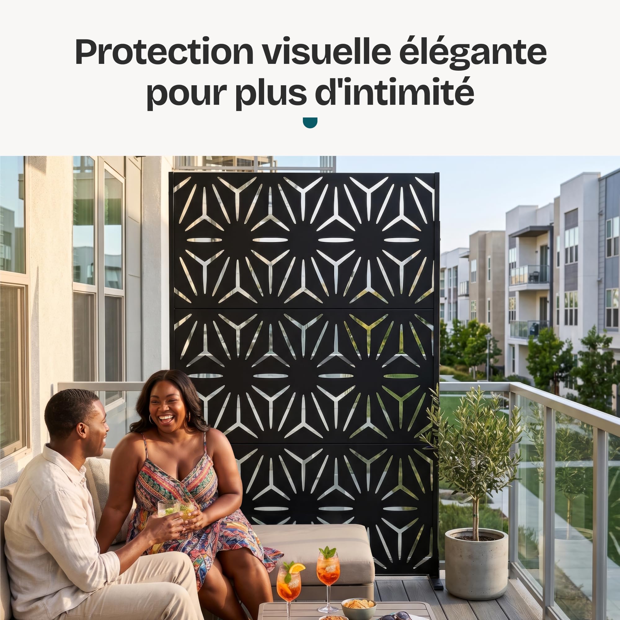 casa.pro Paravent Kilsturd Cloison de Séparation 180 x 120 x 40 cm Clôture Décorative Esthétique pour Extérieur et Intérieur Délimitation d'Espaces Jardin Terasse Acier Noir