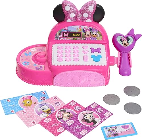 Just Play - Caja registradora Disney Junior Minnie Mouse Bowtique, juguetes para niños a partir de 3 años