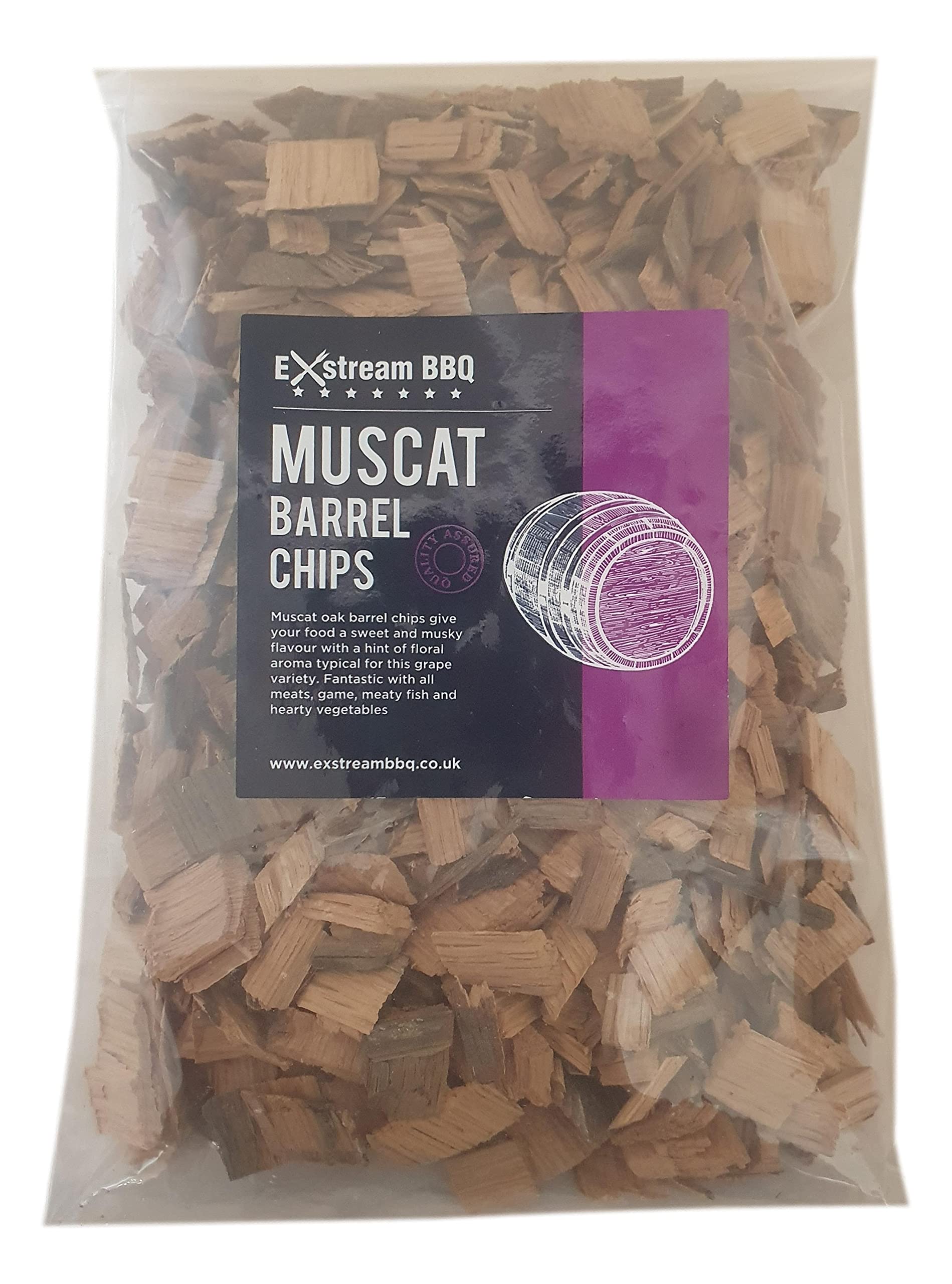Exstream BBQ Barbecue Smoking Wood Chips *Over 16 Great Flavours in 1, 5 & 10 Litres* (Muscat Barrel 1 Litre)