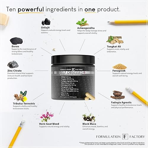 Miniatura 4 de Autoobsesionado Maximizador de masculinidad 10 en 1 para hombres, crecimiento muscular, energía, impulso, resistencia, resistencia, fuerza,