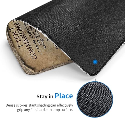 Miniatura 3 de Alfombrilla de mouse vintage con versículo bíblico de 10 mandamientos, resistente al agua, con borde cosido, alfombrilla de mouse de computadora de