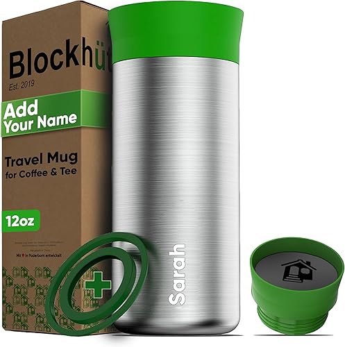 Miniatura 10 de Blockhütte Vasos de café aislados de acero inoxidable, taza de viaje de 12 onzas, taza de café aislada 8 horas calientes, termo de té a prueba de