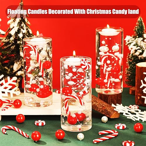 Miniatura 4 de Hotop 6100 piezas de relleno de jarrón de Navidad, incluyendo 6000 cuentas de gel de agua transparente, 75 perlas, 5 perlas artificiales, 5 velas